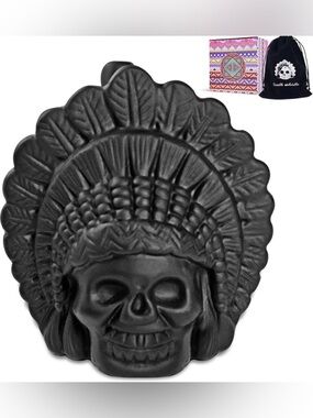 NIB Aztec Death Whistle | Handcrafted Skull Design | Black